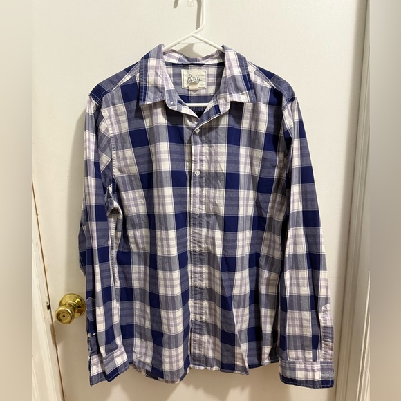 Purple and White Plaid Men's Slim fit Shirt - Picture 1 of 3
